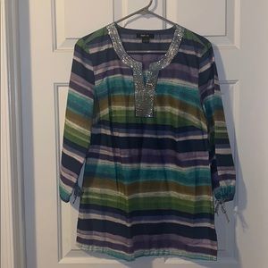 Style & Co 3/4 Sleeve Top with Beading Around Neck